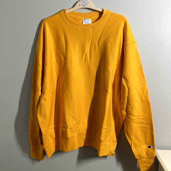 Champion Other - CHAMPION NEW Yellow Classic Reverse Weave Crew Sweatshirt Long Sleeve Size 2XL